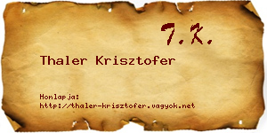Thaler Krisztofer névjegykártya